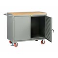 Little Giant Mobile Bench Cabinets, 36"W, Louvered Panel Doors, Butcher Block MJ-2436-LPD-FL